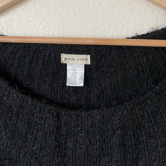 Main Strip Off The Shoulder Eyelash Knit Black Sweater - Picture 3 of 4